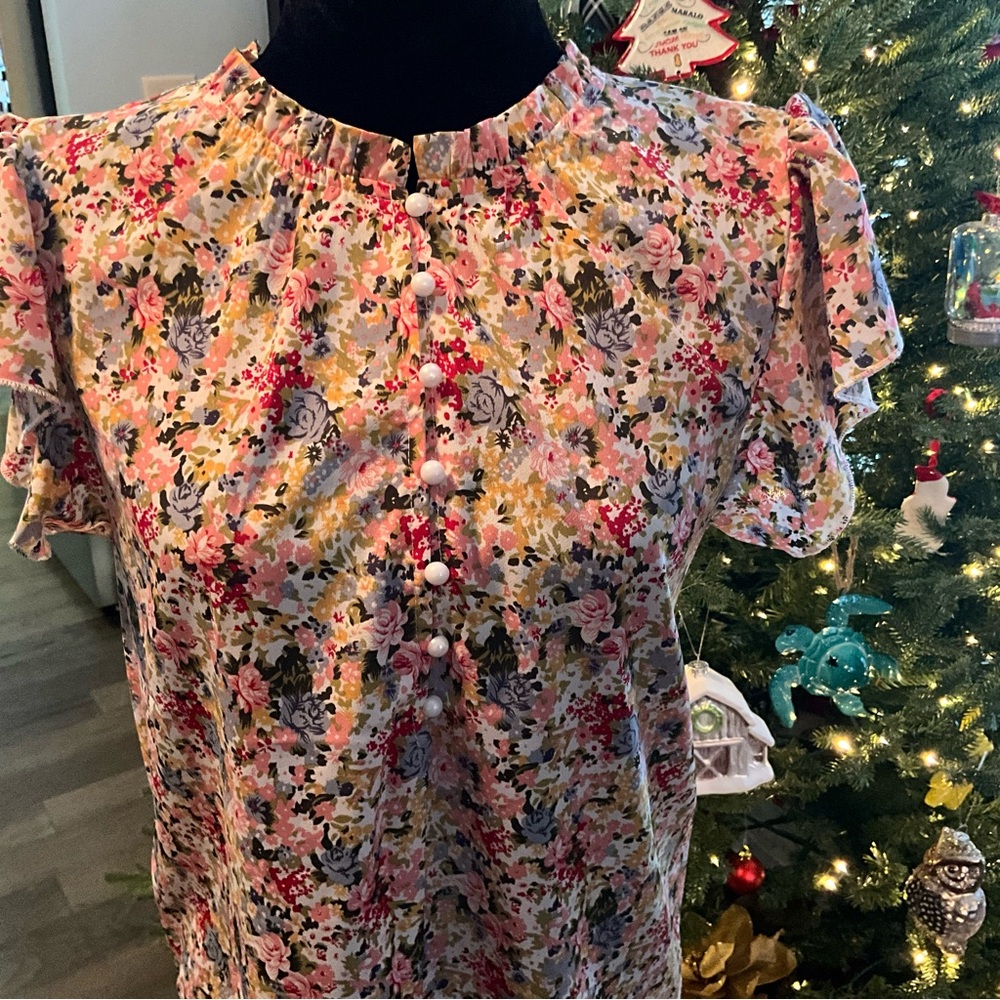 Teacher BUNDLE: Floral & Striped Women's 4 Tops Set Size 8-10 Teacher - Picture 9 of 9